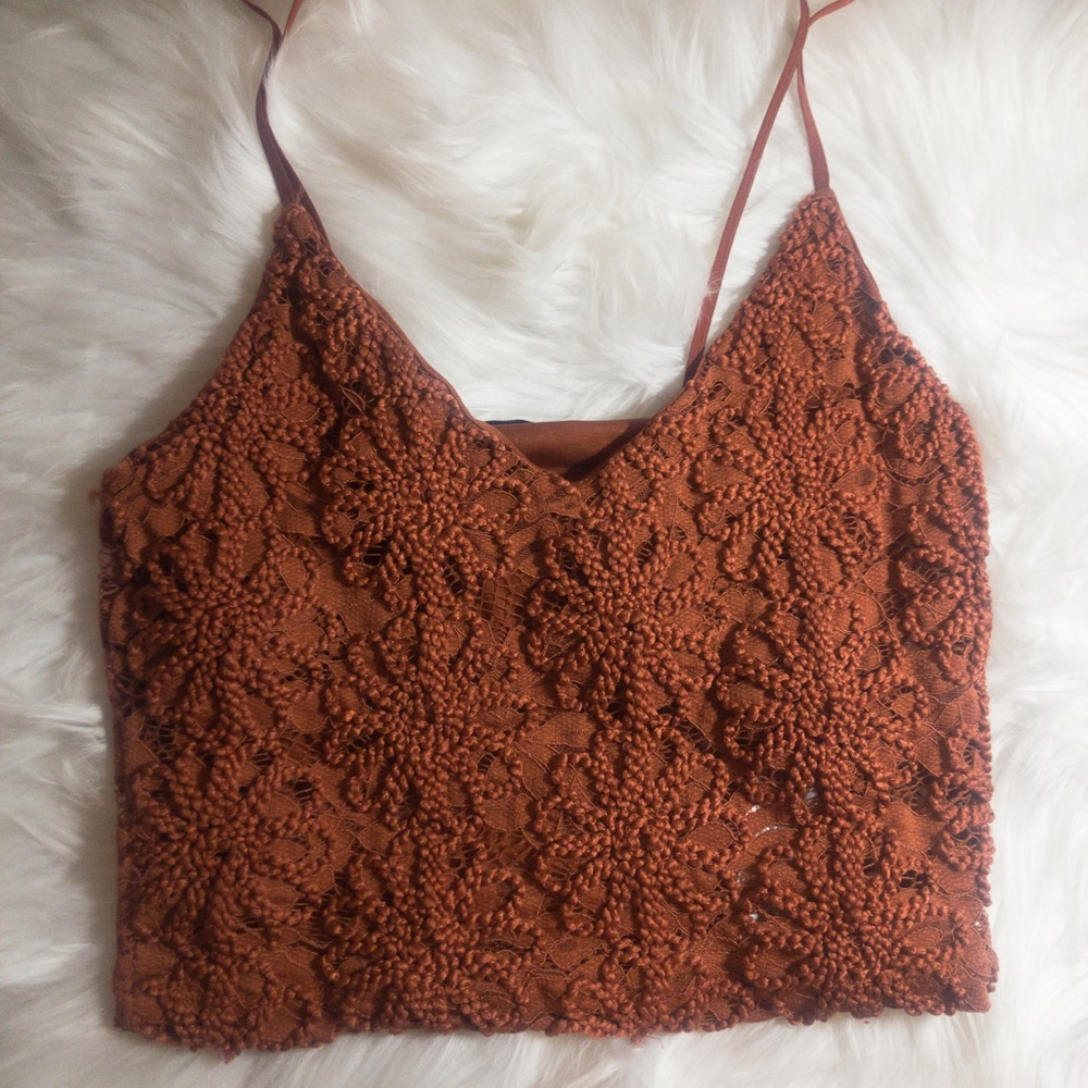 Zara floral textured crop top